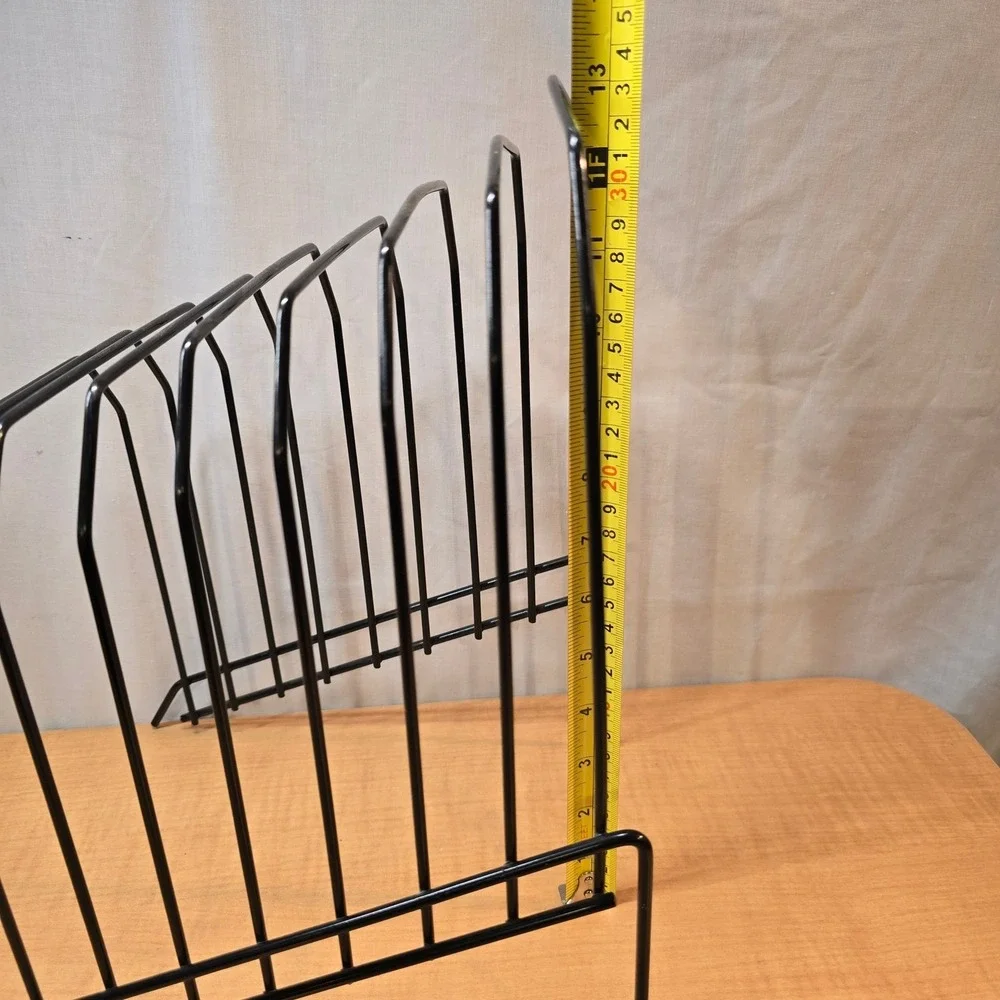 8 Slot Metal Wire Desktop‎ File Organizer Album Holder Rack Black Ascending